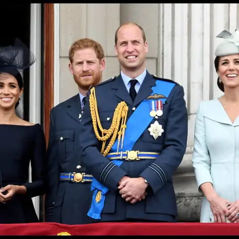 Prince Harry and Prince William with Kate and Meghan