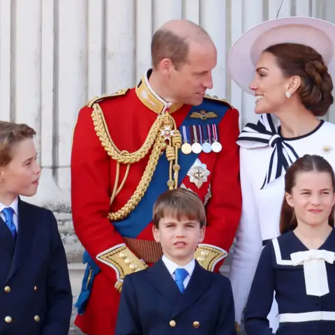 Prince William, Princess Kate and their children Prince George, Prince Louis and Princess Charlotte at Trooping the Colour 2024
