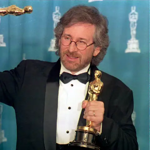 US director Steven Spielberg poses with his two Os