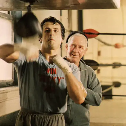Sylvester Stallone and Burgess Meredith in 'Rocky'