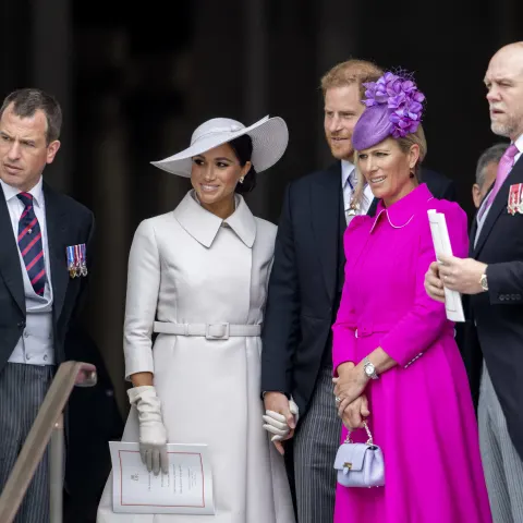 Duchess Meghan, Prince Harry, Zara Tindall and Mike Tindall Anniversary Queen