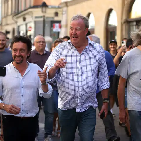 June 24, 2022, Krakow, Poland: The Grand Tour stars, Jeremy Clarkson, Richard Hammond and James May, visit Cracow, Polan