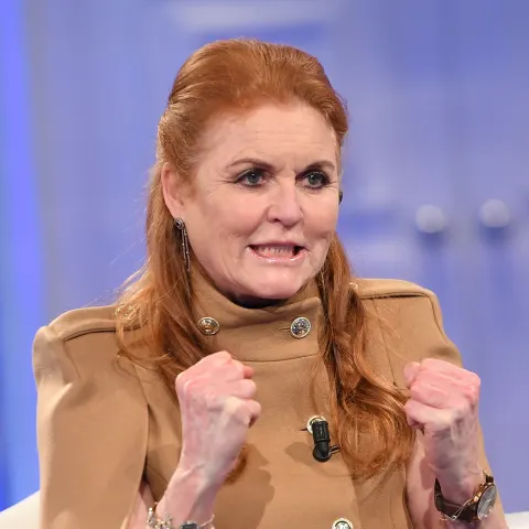 Sarah Ferguson, Duchess of York, guest of Rai talk show Porta a Porta, presents her book 'Her Heart for a Compass'. (Antonelli/AGF/Maria Laura Antonelli)