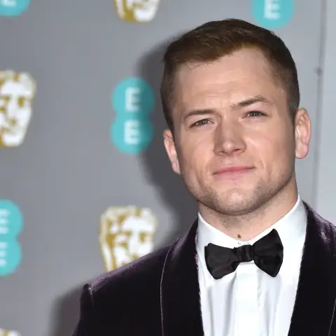 NORESTRICTIONS Taron Egerton attends the EE British Academy Film Awards in 2020 at the Royal Albert Hall in London, Engl