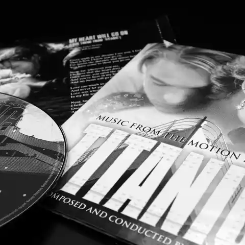 Rome, Italy: February 17, 2023: cd of the soundtrack of the film by james cameron, Titanic. with Leo