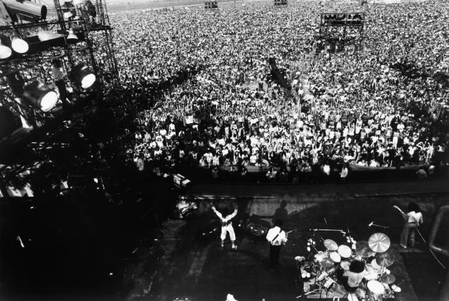 IN CONCERT, on stage: Black Sabbath with Ozzy Osbourne in front, 1975
