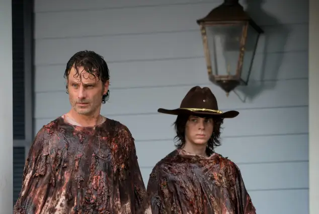 Andrew Lincoln and Chandler Riggs on 'The Walking Dead'