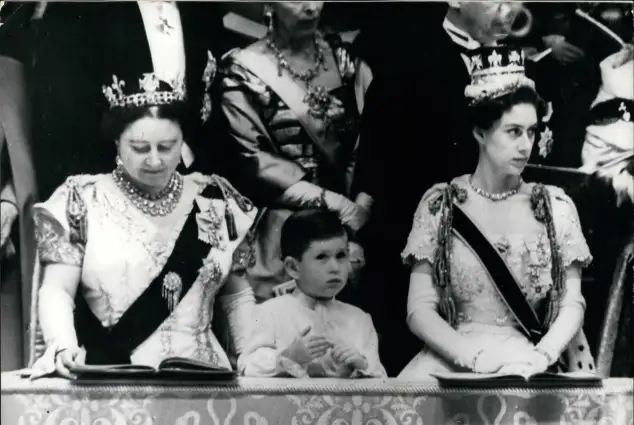 Queen Mother, Prince Charles, and Princess Margaret
