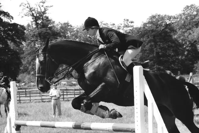 Princess Anne in the practice area of the Olympics.