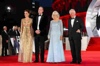 The Royals Hit The Red Carpet At No Time To Die world Premiere event Prince WIlliam and Kate Charles Camilla film movie Daniel Craig pictures photos Royal Family news suit dress tuxedo
