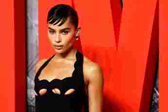 Zoe Kravitz poses on the red carpet upon arrival for a special screening for the movie "The Batman".