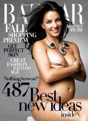 Britney Spears poses nude and pregnant on the cover of Bazaar