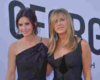 Courteney Cox and Jennifer Aniston at the American Film Institute in 2018.