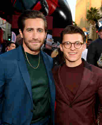 Jake Gyllenhaal and Tom Holland at the Spider-Man: Far From Home premiere in Hollywood, California.