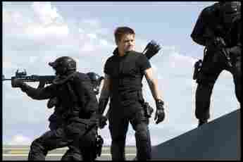 Jeremy Renner as "Clint 'Hawkeye' Barton" in the 2012 blockbuster The Avengers.