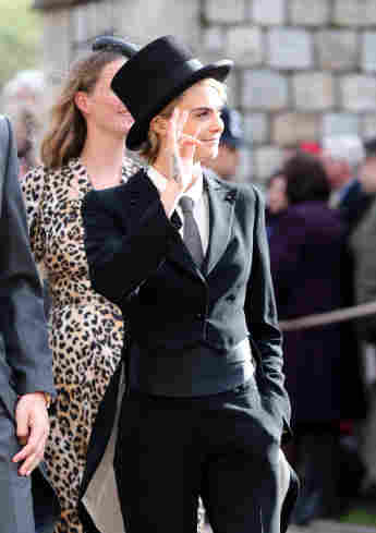 Cara Delivingne Top hat St. George's Chapel Windsor Castle Eugenie Wedding