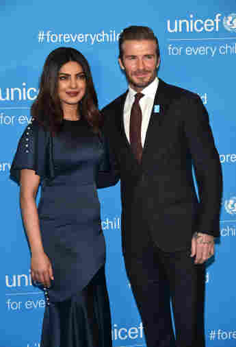 UNICEF India National Ambassador Priyanka Chopra and UNICEF Goodwill Ambassador David Beckham attend UNICEF's 70th Anniversary Event at United Nations Headquarters on December 12, 2016 in New York City