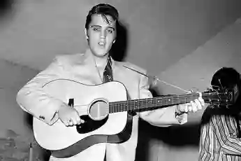 Elvis Presley performing.