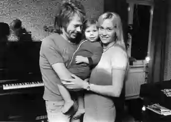 agnetha fältskog and björn ulvaeus with child