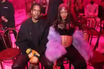 ASAP Rocky and Rihanna during Milan Fashion Week