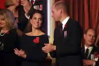 Duchess of Cambridge and Britain's Prince William, Duke of Cambridge, attend the annual Royal British Legion Festival of Remembrance at the Royal Albert Hall in London on November 9, 2019.