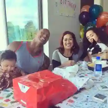 Dwayne Johnson celebrates his birthday with his family wife