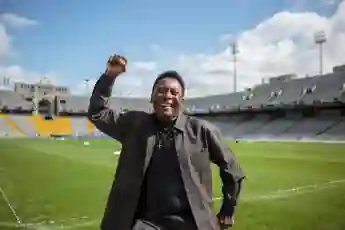 Soccer Legend Pele Visits Olympic Stadium In Barcelona