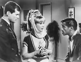 Larry Hagman, Barbara Eden, and Sammy Davis, Jr. in 'I Dream of Jeannie'