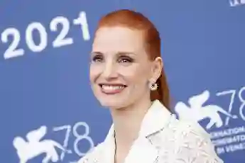 Jessica Chastain attends the photocall of "Scenes From A Marriage" during the 78th Venice International Film Festival.