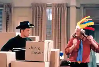 Matt LeBlanc and Matthew Perry in a scene from 'Friends'