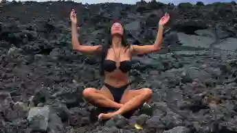 nicole scherzinger hot sexy bikini volcanic rock skin lava