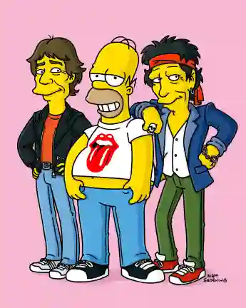 Homer Simpson with Keith Richards and Mick Jagger on The Simpsons﻿.