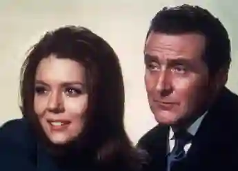 With umbrella, charm and bowler hat" Diana Rigg and Patrick MacNee