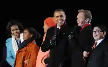 Neil Patrick Harris, Rico Rodriguez, Michelle, Malia, Sasha, and Barack Obama in Washington DC on December 6, 2012