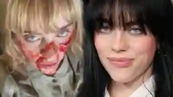 Billie Eilish covered in blood