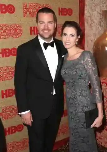 Chris O'Donnell and Caroline Fentress at the 2014 HBO Golden Globes party.