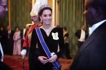 Duchess Catherine wore Princess Diana's Lover's Knot Tiara for the reception.