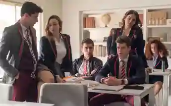 Alvaro Rico, Ester Exposito, Aron Piper, Miguel Bernardeau, Danna Paola, Maria Pedraza in Season One of "Élite"