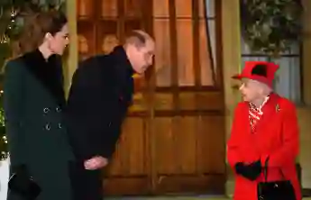 Duchess Kate, Prince William and Queen Elizabeth II meet outside Windsor Castle 2020