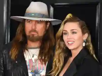 Billy Ray Cyrus and Miley Cyrus arriving at the 61st Annual GRAMMY Awards in Los Angeles California