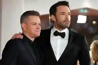 American actors Matt Damon, Ben Affleck at the 78 Venice International Film Festival 2021. The last duel red carpet. Ven