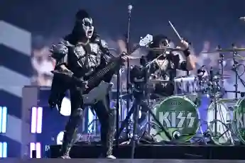 AFL GRAND FINAL, Gene Simmons of US rock group Kiss performs during the pre match entertainment ahead of the AFL Grand F