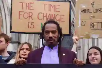 May 3, 2023, London, England, UK: FILE PHOTO: TAKEN ON 03 MAY 2023. BENJAMIN ZEPHANIAH stands with protesters outside th