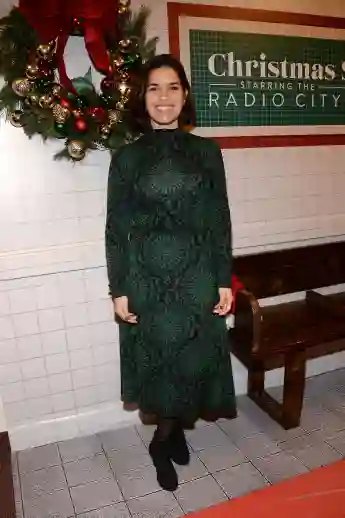 America Ferrera is all smiles and in the holiday spirit after taking her family to The Christmas Spectacular starring Th