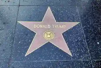 RECORD DATE NOT STATED HOLLYWOOD, CA - DECEMBER 28: View of Donald Trumps Star On The Hollywood Walk Of Fame as calls f