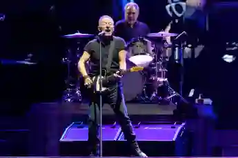 Syndication: The Record Bruce Springsteen and Max Weinberg (on drums, background) are shown at MetLife Stadium, in East