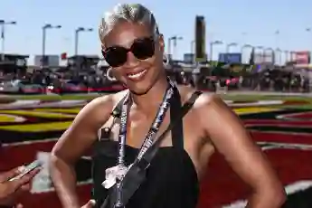 LAS VEGAS, NV - OCTOBER 15: Actress/Comedian Tiffany Haddish (honorary race official) poses for a photo prior to the sta