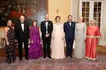 The Norwegian Royals: Princess Märtha Louise, King Harald, Queen Sonja, Prince William and Duchess Kate, Prince Haakon, Princess Mette Marit of Norway and Princess Astrid