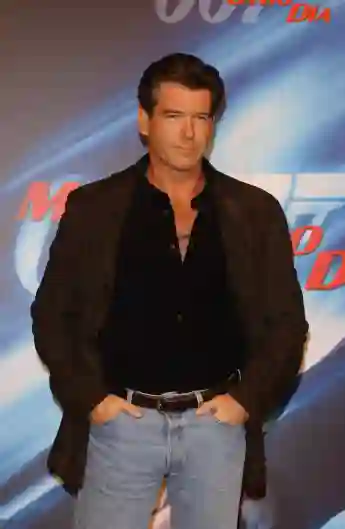 Pierce Brosnan attends a photo shoot during Spanish promotions for the 20th James Bond film, Barcelona, 2002.