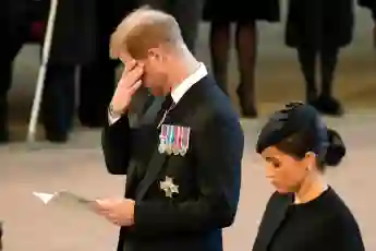 Prince Harry and Duchess Meghan at the Queen's funeral